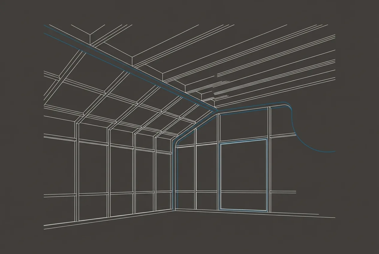 A finished sunroom with glass panels on a residential home