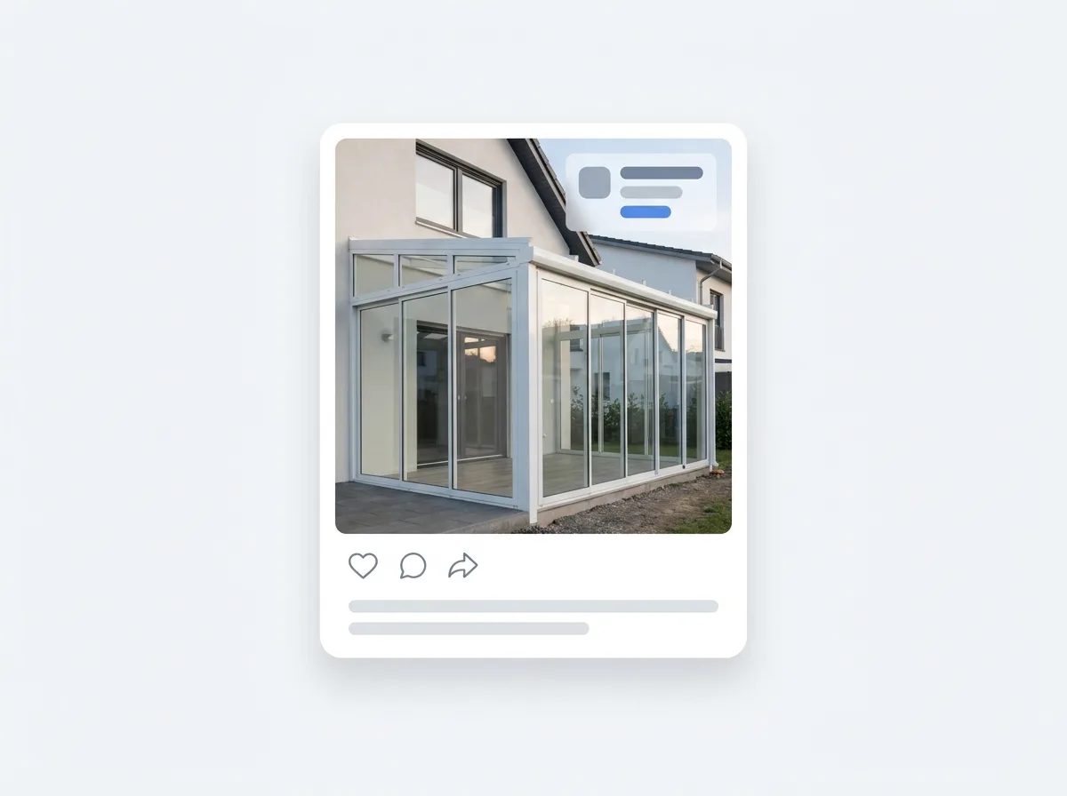 Illustration of an educational contractor post explaining a build detail over a finished-project photo